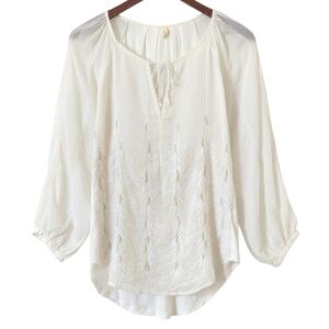 TINY Anthropologie Cream Embroidered Blouse
